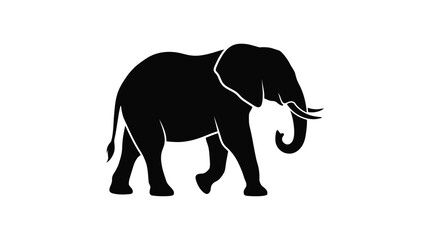 Fototapeta premium elephant silhouette on white background animal wildlife african mammal trunk tusk ear
