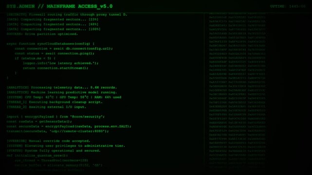 Mainframe Access System Admin Code Terminal Animation.