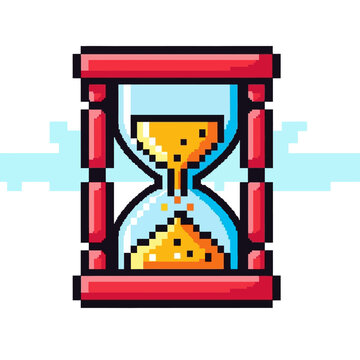 Pixel Art Hourglass with Sand.