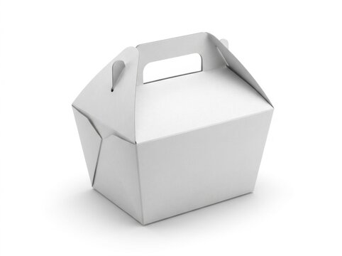 Closed Takeaway Paper Food Box on White Background