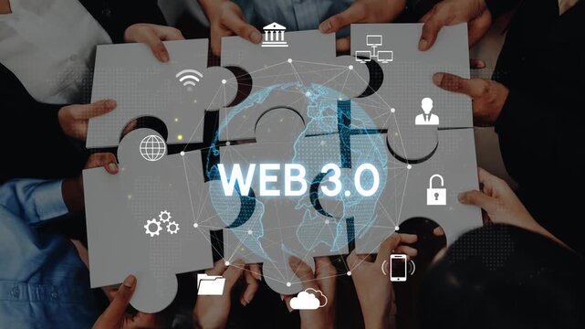 Collaborative Puzzle Assembly Representing Web 3.0 Concepts with Diverse Hands, Icons, and Global Connectivity in Modern Technology Environment. Entropy.