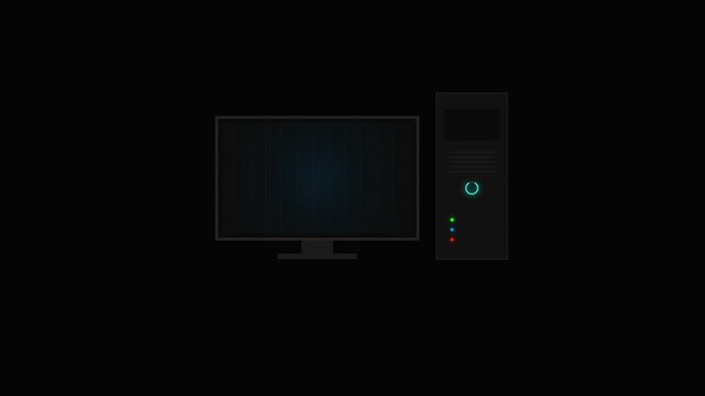 Minimalist PC Startup and Data Processing Animation Loop