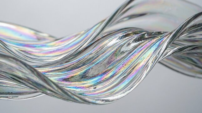 Abstract liquid metal flowing with rainbow sheen and light reflection
