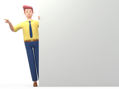 3D people holding an empty white board for insert a concept