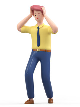 A man with hands on head