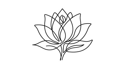 Fototapeta premium Minimalist continuous line art drawing of a beautiful lotus flower.