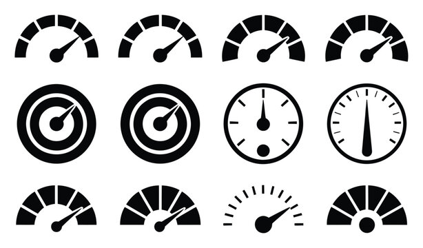 Colecci&oacute;n de diversos veloc&iacute;metros e indicadores en blanco y negro