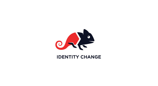 A minimalist graphic illustration of a chameleon showing a color transition