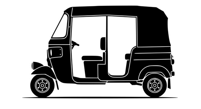 Black auto rickshaw three-wheeler silhouette side view