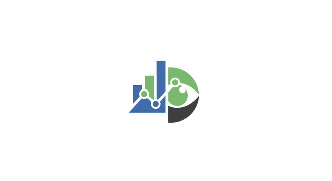 A professional business icon featuring a bar chart and a human eye symbol