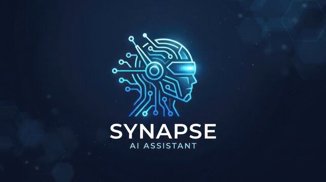 Futuristic AI Assistant Logo with Synapse Brain Circuitry.