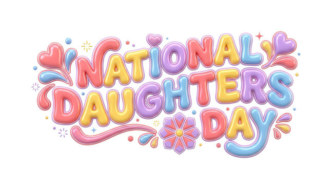 National Daughters Day 3D Pastel Typography Design