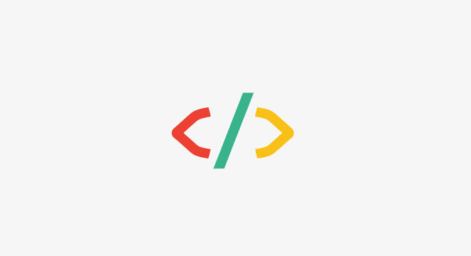 A colorful programming symbol isolated on a clean white background