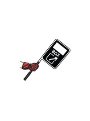 Obraz premium Graphic Illustration Showing A Hand In Red Racing Glove Holding A Pit Board Sign That Has The Word Box And An Arrow Pointing Diagonally Upward Vector Illustration