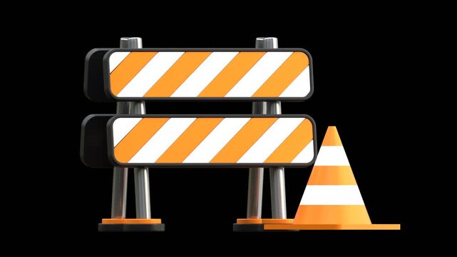 Road Barrier And Traffic Cone