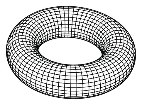 Forma de toroide 3D de estructura al&aacute;mbrica aislada sobre fondo blanco
