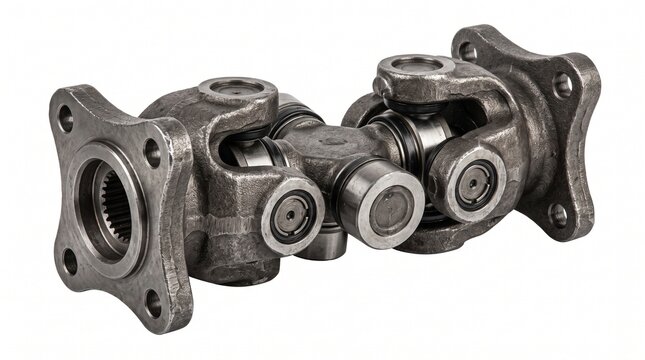Double universal joint coupling made of steel for industrial drive shaft systems