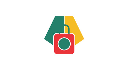 Fototapeta premium A minimalist graphic design featuring a red lock icon on a geometric background