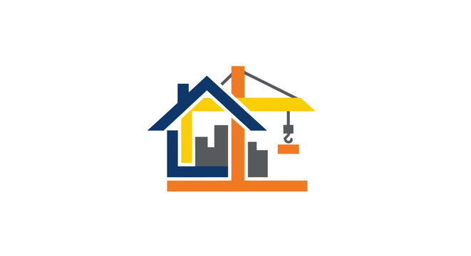 A minimalist graphic icon representing residential construction and development