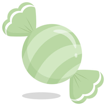 Cute Kawaii Pastel Lime Green Striped Candy Icon