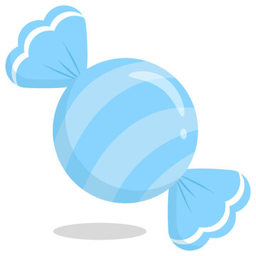 Cute Kawaii Pastel Sky Blue Striped Candy Icon