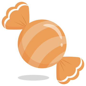 Cute Kawaii Pastel Orange Striped Candy Vector Icon