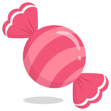 Cute Kawaii Pastel Red Striped Candy Vector Icon