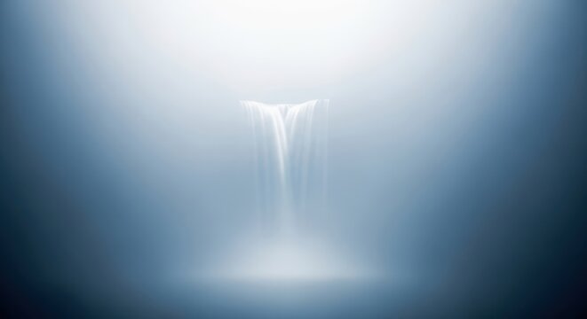 Ethereal waterfall cascading in soft, misty light