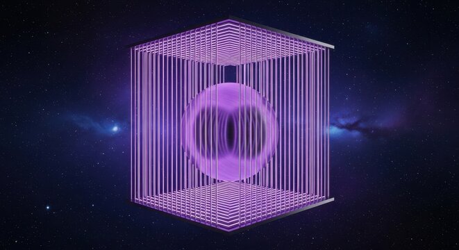 Glowing Plasma Sphere Contained Within A Geometric Frame
