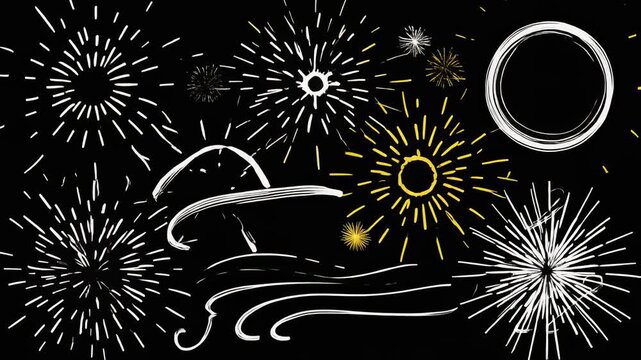 Hand-drawn animation pack &ldquo;Set 2 Line Effects&rdquo; featuring circle burst rays, radiant light st