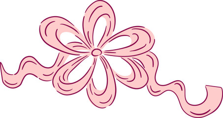 Fototapeta premium Beautiful hand drawn bow on the white background. Isolated vector illustration of cute bow-knot with curly ribbons. Decorative design element for print.