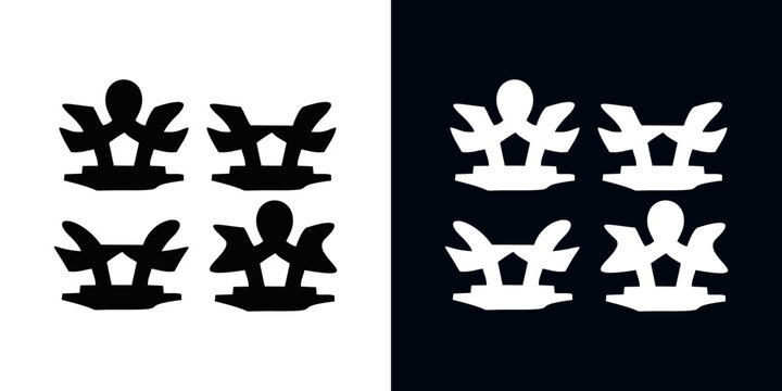 Abstract Minimalist Geometric Robot and Tech Logo Set, Set of Samurai Crown Logo Design