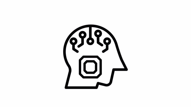 Robot Head minimalist stroke animation
