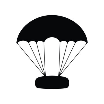 Parachute icon silhouette vector illustration of air delivery system.