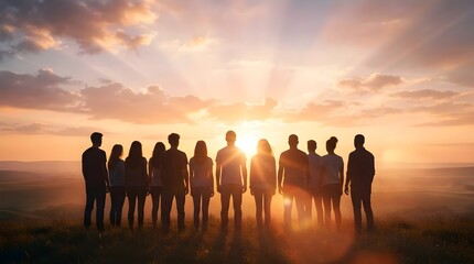 Fototapeta premium Hope For Future Youth Silhouette Sunrise Concept