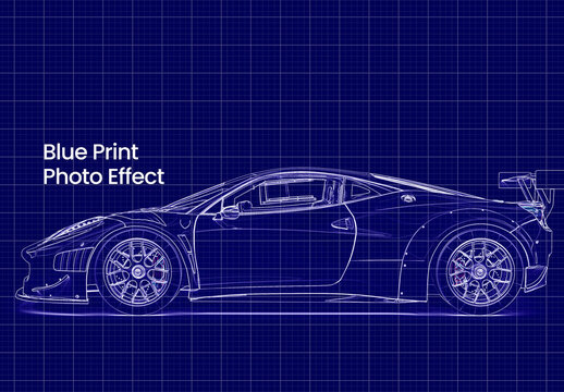 Car Blueprint Photo Effect Template