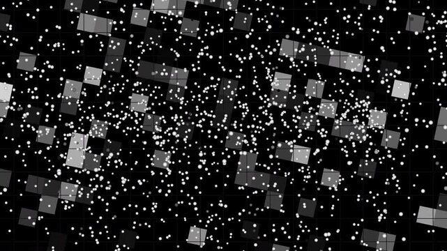 Abstract geometric pattern of small white dots on gray squares, ideal for modern backgrounds, minimalist designs, and technologythemed projects.