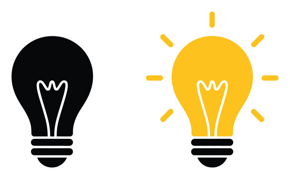 Comparaci&oacute;n entre una bombilla apagada y otra encendida que representa ideas e innovaci&oacute;n