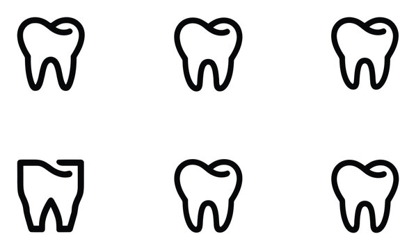 Conjunto de dientes minimalistas para cuidado dental y salud bucal