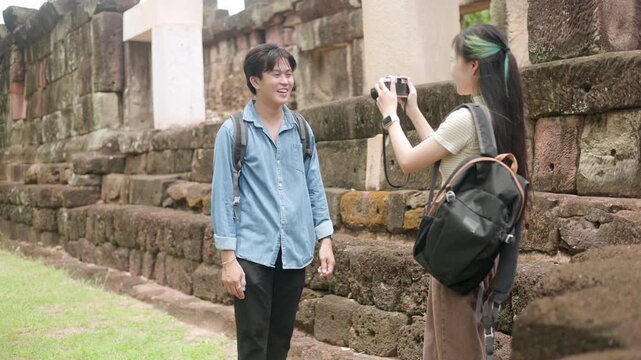 Backpacker Tourists in Historical Temple Park Part 112