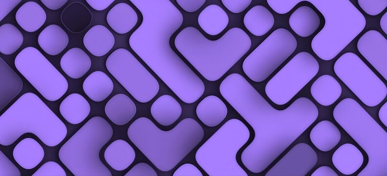 Abstract Purple Rounded Rectangles Dots Organic Circuit Pattern Minimalist Vector Art 4K