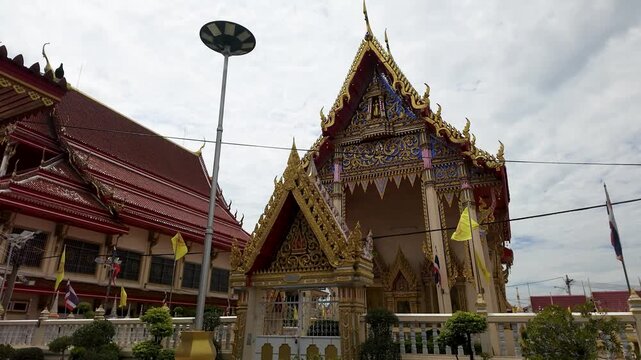 Ornate Buddhist Temple Architecture at Koh Kret in Nonthaburi Thailand