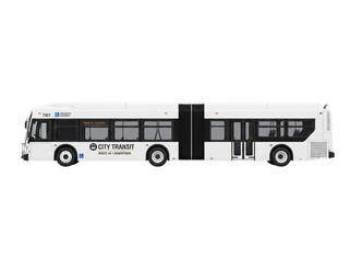 White city transit bus with route information on transparent background public transportation © Sajedul