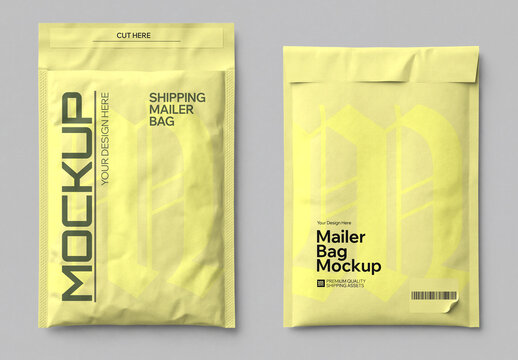 Shipping Mailer Bag Mockup with Front and Back View