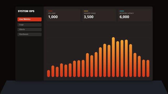 System operations dashboard showing real time server performance metrics