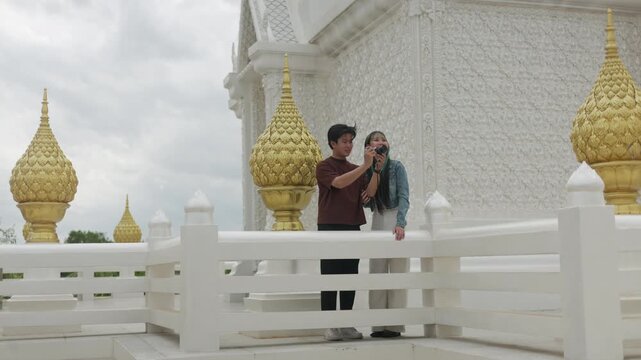 Asian Couple Exploring Ancient Stone Castle Part 141
