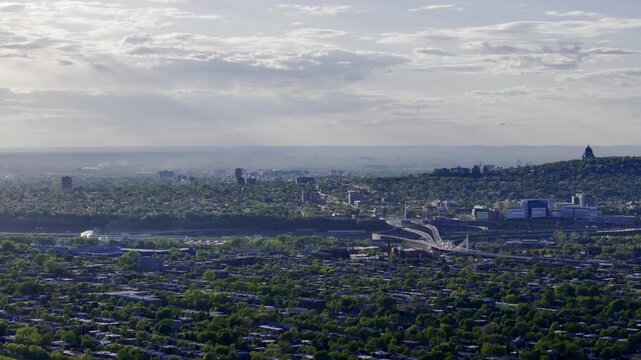 Aerial view of Verdun neighborhood near Ile de Soeur and Lachine Canal in Montreal, Quebec, Canada. g.