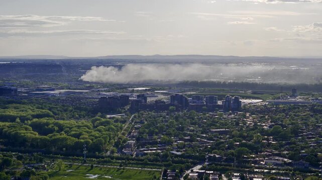 Aerial view of Verdun neighborhood near Ile de Soeur and Lachine Canal in Montreal, Quebec, Canada. g.