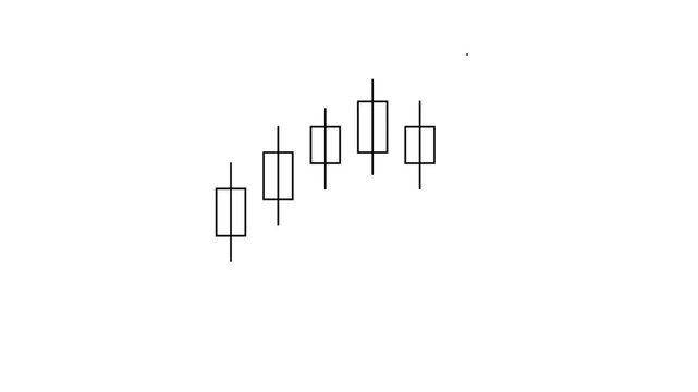 Stock market candlestick chart animation on white. 4K Video