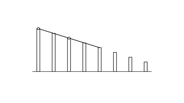 Decreasing bar graph animation showing downward trend. 4K Video
